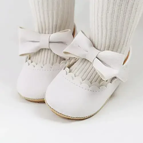 Baby Girl Mary Jane Dress Shoes - Infant Newborn Flats Anti-Slip Soft PU Leather Party School Wedding Princess Baby Girl Shoes - NEBAND (1)