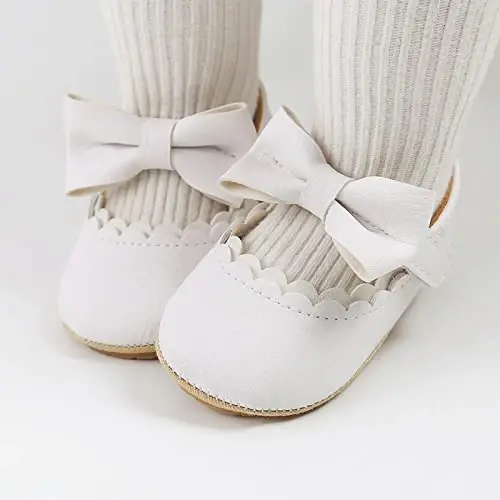 Baby Girl Mary Jane Dress Shoes - Infant Newborn Flats Anti-Slip Soft PU Leather Party School Wedding Princess Baby Girl Shoes - BABY (1)
