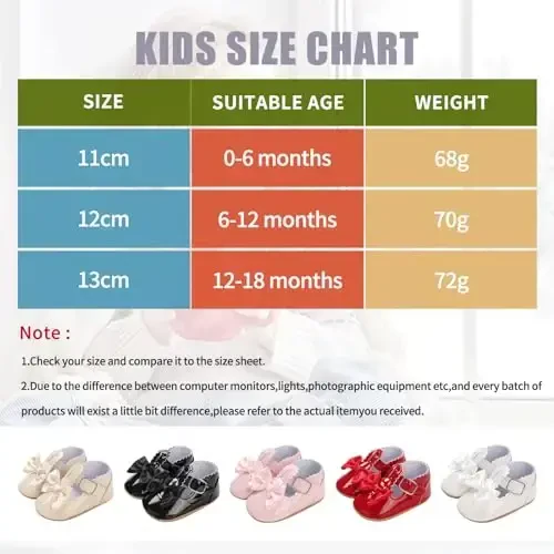 Baby Girl Mary Jane Dress Shoes - Infant Newborn Flats Anti-Slip Soft PU Leather Party School Wedding Princess Baby Girl Shoes - 7