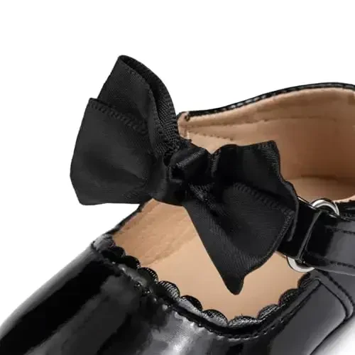 Baby Girl Mary Jane Dress Shoes - Infant Newborn Flats Anti-Slip Soft PU Leather Party School Wedding Princess Baby Girl Shoes - 5