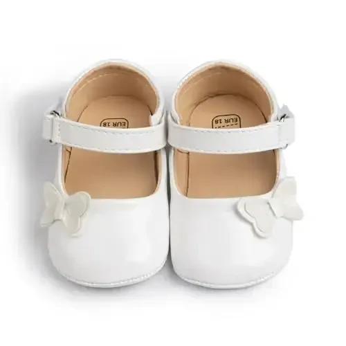 Baby Girl Mary Jane Dress Shoes - Infant Newborn Flats Anti-Slip Soft PU Leather Party School Wedding Princess Baby Girl Shoes - NEBAND