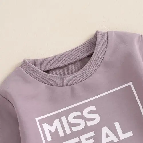 allshope Baby Girl Fall Clothes Set Long Sleeve Letter Print Sweatshirt Pants Toddler Infant Outfits 6 12 18 24 Months 2T 3T - 4