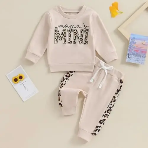 Baby Girl Fall Clothes Set Long Sleeve Letter Print Sweatshirt Pants Toddler Infant Outfits 6 12 18 24 Months 2T 3T - 2