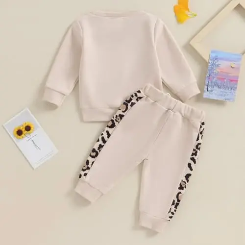 Baby Girl Fall Clothes Set Long Sleeve Letter Print Sweatshirt Pants Toddler Infant Outfits 6 12 18 24 Months 2T 3T - 3