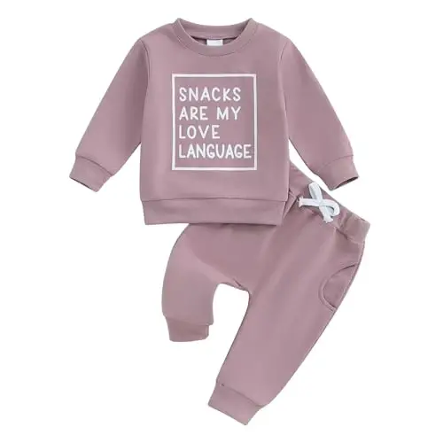 Baby Girl Fall Clothes Set Long Sleeve Letter Print Sweatshirt Pants Toddler Infant Outfits 6 12 18 24 Months 2T 3T - 1
