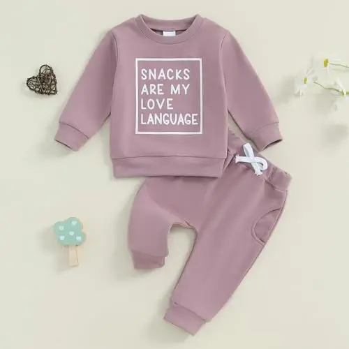 Baby Girl Fall Clothes Set Long Sleeve Letter Print Sweatshirt Pants Toddler Infant Outfits 6 12 18 24 Months 2T 3T - BABY (1)