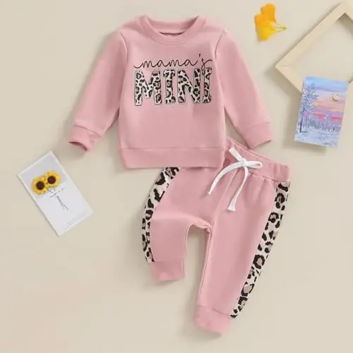Baby Girl Fall Clothes Set Long Sleeve Letter Print Sweatshirt Pants Toddler Infant Outfits 6 12 18 24 Months 2T 3T - 2