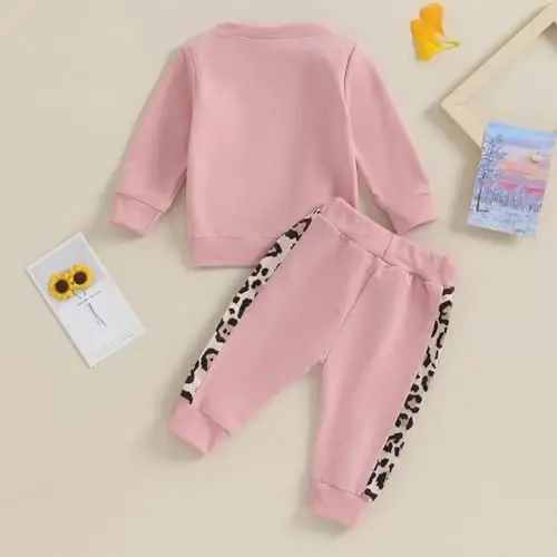 Baby Girl Fall Clothes Set Long Sleeve Letter Print Sweatshirt Pants Toddler Infant Outfits 6 12 18 24 Months 2T 3T - 3
