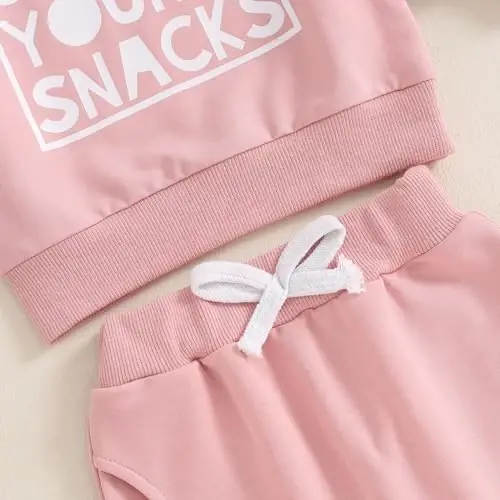 allshope Baby Girl Fall Clothes Set Long Sleeve Letter Print Sweatshirt Pants Toddler Infant Outfits 6 12 18 24 Months 2T 3T - 6