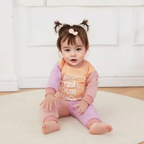 allshope Baby Girl Fall Clothes Set Long Sleeve Letter Print Sweatshirt Pants Toddler Infant Outfits 6 12 18 24 Months 2T 3T - 2