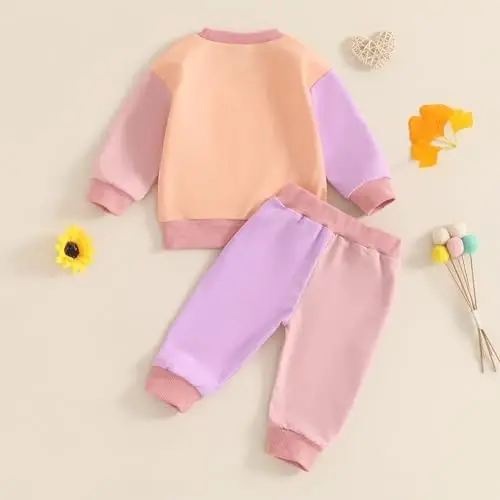 allshope Baby Girl Fall Clothes Set Long Sleeve Letter Print Sweatshirt Pants Toddler Infant Outfits 6 12 18 24 Months 2T 3T - 3