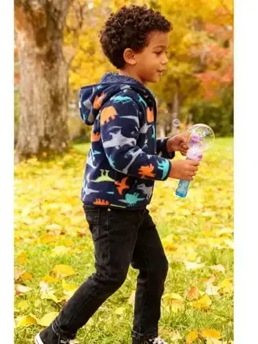 Baby Toddler Boys Girls Sherpa Fleece Lined Jacked Sweatshirt Fall Winter Autumn Warm Clothes with Hoodie - 3