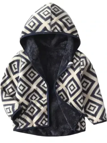 Baby Toddler Boys Girls Sherpa Fleece Lined Jacked Sweatshirt Fall Winter Autumn Warm Clothes with Hoodie - ACHIYI