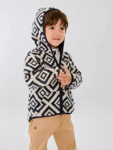 Baby Toddler Boys Girls Sherpa Fleece Lined Jacked Sweatshirt Fall Winter Autumn Warm Clothes with Hoodie - 4