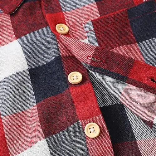 Baby Toddler Boys Long Sleeve Shirt Flannel Buffalo Plaid Shirts Button Down Jacket Top Outfit Fall Winter Clothes - 6