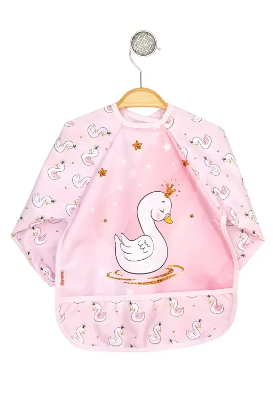 Bebek Kuğu Desenli Su Geçirmez Uzun Kollu Mama Ve Etkinlik Önlüğü - 1