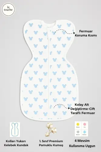 Bebek Kundak Yenidoğan Kendi Kendini Yatıştıran Kundak Erkek Kız Bebek Uyku Tulumu 1.0 Tog-Beyaz - 1