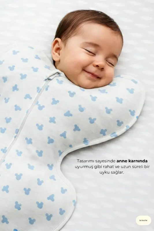 Bebek Kundak Yenidoğan Kendi Kendini Yatıştıran Kundak Erkek Kız Bebek Uyku Tulumu 1.0 Tog - Beyaz-Mavi - 6