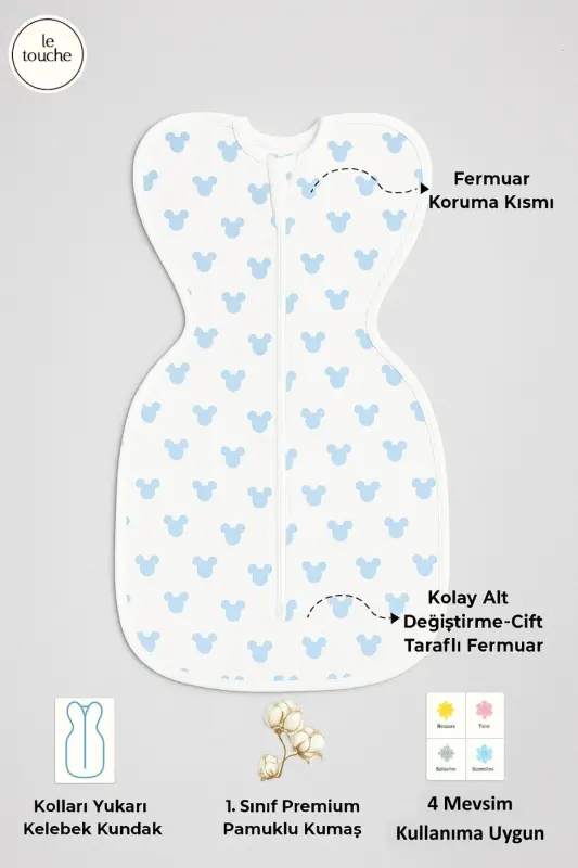 Bebek Kundak Yenidoğan Kendi Kendini Yatıştıran Kundak Erkek Kız Bebek Uyku Tulumu 1.0 Tog-Beyaz - LE TOUCHE
