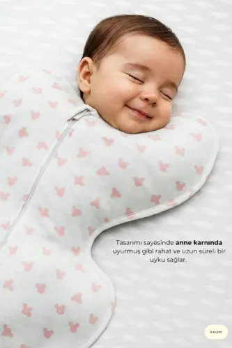 Bebek Kundak Yenidoğan Kendi Kendini Yatıştıran Kundak Erkek Kız Bebek Uyku Tulumu - Beyaz-Pembe - 6