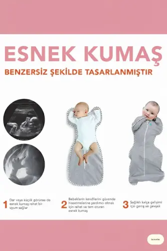 Bebek Kundak Yenidoğan Kendi Kendini Yatıştıran Kundak Erkek Kız Bebek Uyku Tulumu - Beyaz-Pembe - 7