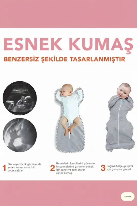 Bebek Kundak Yenidoğan Kendi Kendini Yatıştıran Kundak Erkek Kız Bebek Uyku Tulumu - Beyaz-Pembe - 7