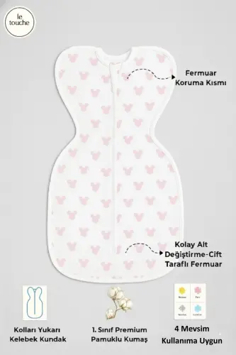 Bebek Kundak Yenidoğan Kendi Kendini Yatıştıran Kundak Erkek Kız Bebek Uyku Tulumu-Beyaz 