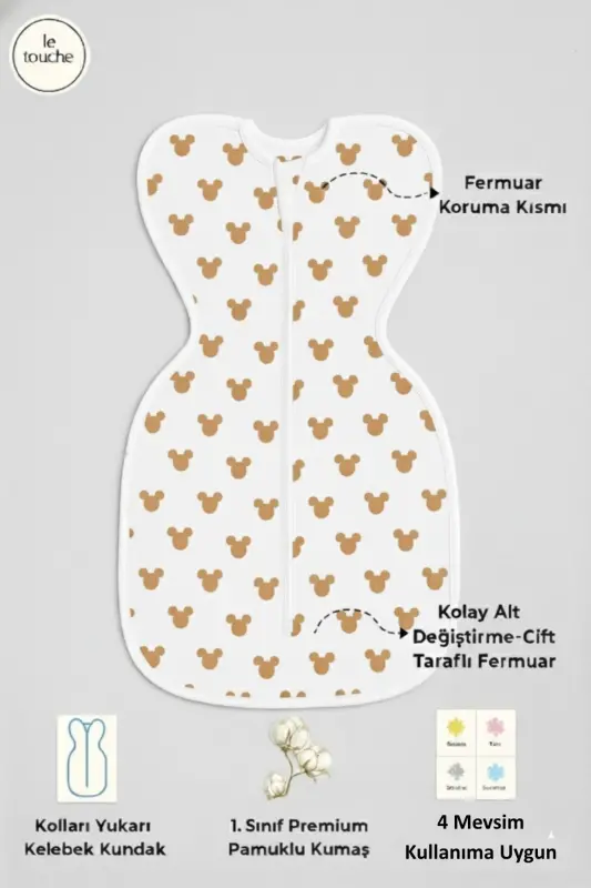 Bebek Kundak Yenidoğan Kendi Kendini Yatıştıran Kundak Erkek Kız Bebek Uyku Tulumu-Beyaz - 1