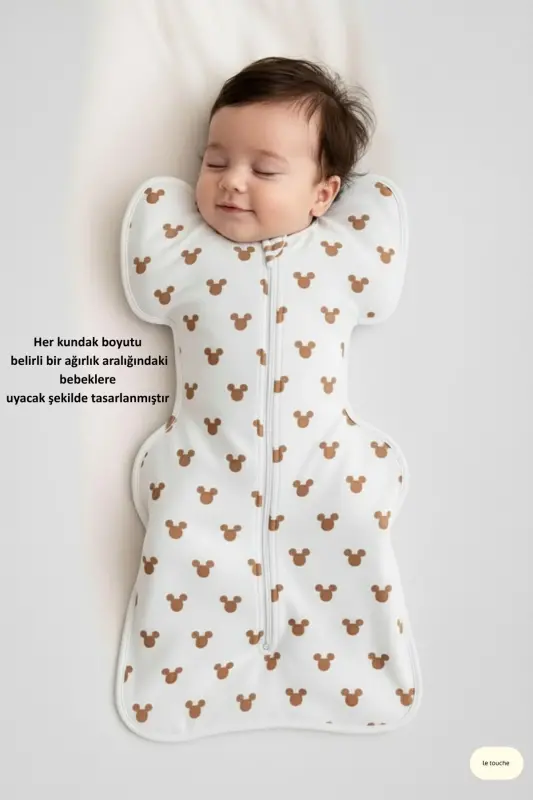 Bebek Kundak Yenidoğan Kendi Kendini Yatıştıran Kundak Erkek Kız Bebek Uyku Tulumu-Beyaz - 2