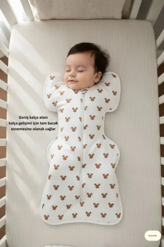 Bebek Kundak Yenidoğan Kendi Kendini Yatıştıran Kundak Erkek Kız Bebek Uyku Tulumu - Beyaz-Kahverengi - 5