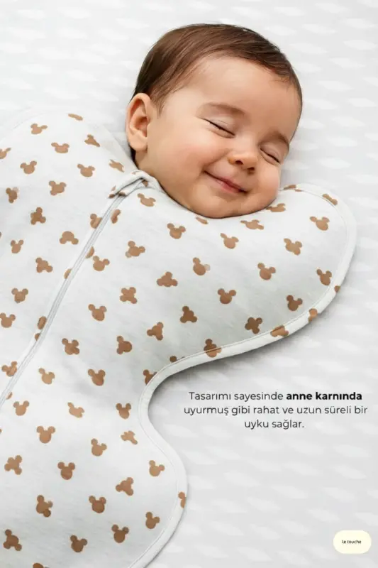 Bebek Kundak Yenidoğan Kendi Kendini Yatıştıran Kundak Erkek Kız Bebek Uyku Tulumu - Beyaz-Kahverengi - 6
