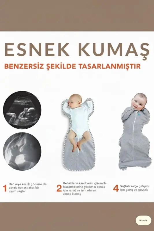 Bebek Kundak Yenidoğan Kendi Kendini Yatıştıran Kundak Erkek Kız Bebek Uyku Tulumu - Beyaz-Kahverengi - 8