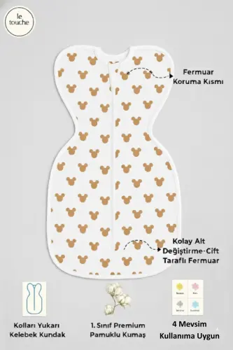 Bebek Kundak Yenidoğan Kendi Kendini Yatıştıran Kundak Erkek Kız Bebek Uyku Tulumu-Beyaz 