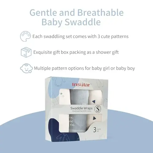 insular Baby Swaddle Wrap, Swaddle Blanket for Newborn and Infant, Adjustable Velcro Swaddling Set for Boy and Girl, Soft Cotton Baby Sleep Sack 3 Pack, Snail&Hedgehog, Small(0-3M) - 3