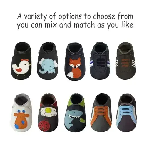 Infant Baby Moccasins with Rubber Sole - Soft Leather Anti Slip Crib Walking Baby Shoes Brown - 6