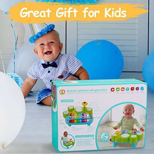 Baby Musical Toys 3 in 1 Piano Keyboard Xylophone Drum Set for 1 Year Old Girls Boys Toys Age 2 Music Instrument Learning Toys Toddlers 1-3 0-2 First Birthday Gift Infant Baby Toys 6 9 12 18 Month - 5