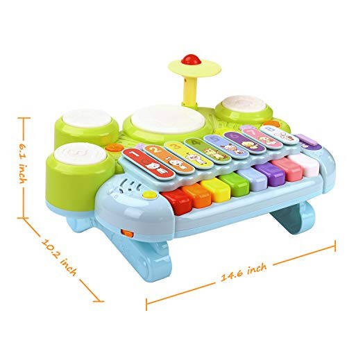 Baby Musical Toys 3 in 1 Piano Keyboard Xylophone Drum Set for 1 Year Old Girls Boys Toys Age 2 Music Instrument Learning Toys Toddlers 1-3 0-2 First Birthday Gift Infant Baby Toys 6 9 12 18 Month - 6