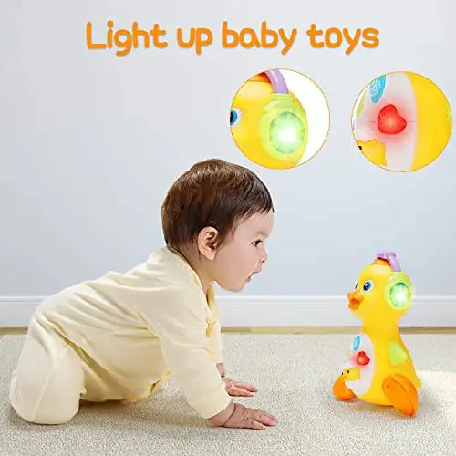 Baby Musical Duck Toy Dancing Crawling Tummy Time, Light Up Infant Toys 0-3-6 6-12 12-18 Months Gifts for 1 2 Year Old Boys Girls Baby Learning Development Toddler Toys Age 0-2 - 2