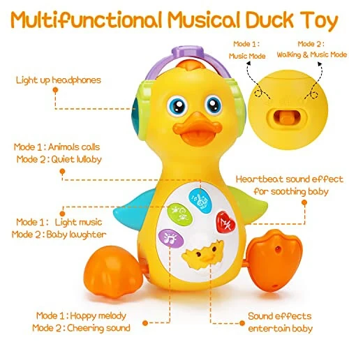 Baby Musical Duck Toy Dancing Crawling Tummy Time, Light Up Infant Toys 0-3-6 6-12 12-18 Months Gifts for 1 2 Year Old Boys Girls Baby Learning Development Toddler Toys Age 0-2 - 5