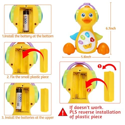 Baby Musical Duck Toy Dancing Crawling Tummy Time, Light Up Infant Toys 0-3-6 6-12 12-18 Months Gifts for 1 2 Year Old Boys Girls Baby Learning Development Toddler Toys Age 0-2 - 6