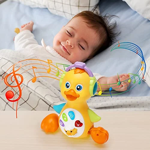 Baby Musical Duck Toy Dancing Crawling Tummy Time, Light Up Infant Toys 0-3-6 6-12 12-18 Months Gifts for 1 2 Year Old Boys Girls Baby Learning Development Toddler Toys Age 0-2 - 4
