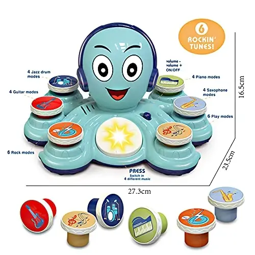 Baby Musical Toys Learning Toys for Toddlers, Octopus Music Toys, Preschooler Musical Educational Instruments Toy for Baby, Birthday Toys for Girls Boys - BABY (1)