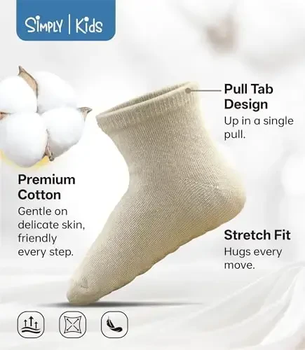 Baby Mid-Crew Socks with Grips (9 Pairs) for 0-7 Years Old Toddler Boy Girl Kids - 5