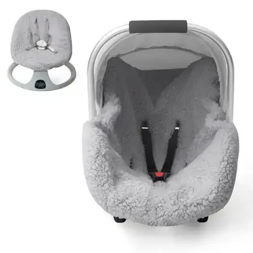 Infant Car Seat Liner, Winter Car Seat Cover Baby, Plush Fleece Carseat Cover for Cold Weather, Newborn Car Seat Replacement Liner, Warm Baby Carrier Cover Protective Insert for 3 or 5 Point System - 1