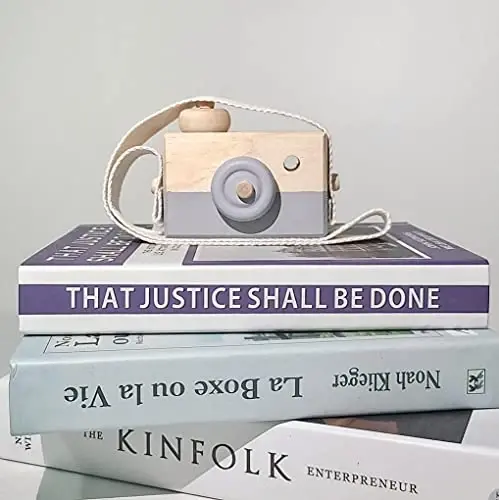 Baby Toy Wooden Mini Camera Toy, Baby Kids Cute Mini Sharpe Toy, Neck Hanging Photographed Props for Baby Toddlers Children Kids' Room Hanging Decor Gift (Blue) - 3