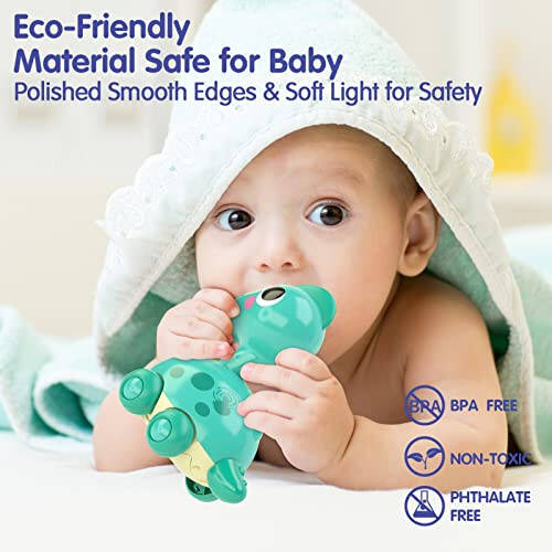 SunnyPal Baby Toys 6-12 Months Touch & Go Dino Moving 12-18 Months, Crawling Infant Toy, Tummy Time Toy for 1 Year Old Boy Gift, Baby Boy Toys for Ages 0-2 Easter Basket Stuffers for Babies - 4