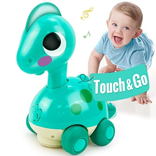 SunnyPal Baby Toys 6-12 Months Touch & Go Dino Moving 12-18 Months, Crawling Infant Toy, Tummy Time Toy for 1 Year Old Boy Gift, Baby Boy Toys for Ages 0-2 Easter Basket Stuffers for Babies - SunnyPal