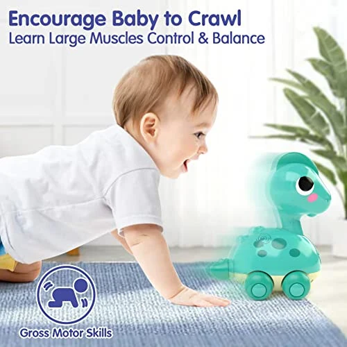 SunnyPal Baby Toys 6-12 Months Touch & Go Dino Moving 12-18 Months, Crawling Infant Toy, Tummy Time Toy for 1 Year Old Boy Gift, Baby Boy Toys for Ages 0-2 Easter Basket Stuffers for Babies - SunnyPal (1)