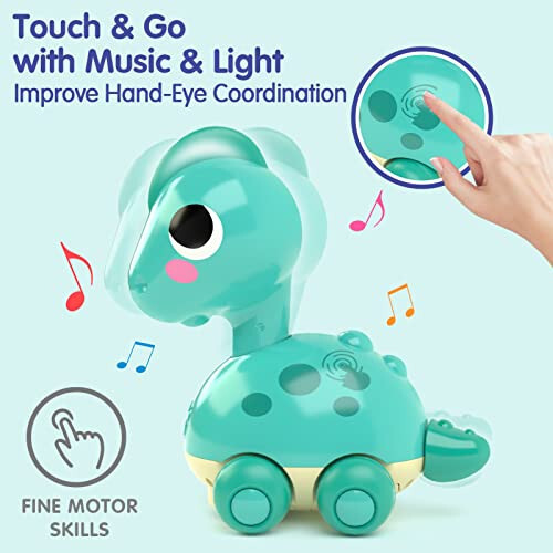 SunnyPal Baby Toys 6-12 Months Touch & Go Dino Moving 12-18 Months, Crawling Infant Toy, Tummy Time Toy for 1 Year Old Boy Gift, Baby Boy Toys for Ages 0-2 Easter Basket Stuffers for Babies - 3