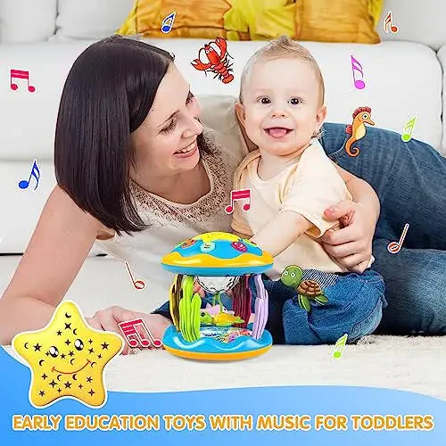 Baby Toys 6 to 12 Months, 4 in 1 Musical Rotating Projector, Tummy Time Light Up Infant Toys for 6-9 12-18 Months, Learning Toy Birthday Gifts for Baby Toddlers 1 2 3 Years Old Boys & Girls - 6
